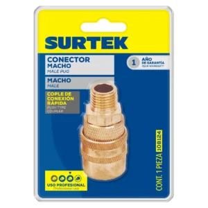 Cople de bronce de conexión rápida 1/4" NPT, macho