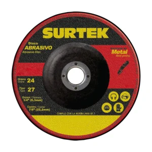 Disco abrasivo tipo 27 para metal, 7" x 1/4", 8,600 RPM