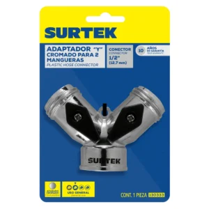 Adaptador para manguera de riego en "Y" cromado 12 x 7 cm