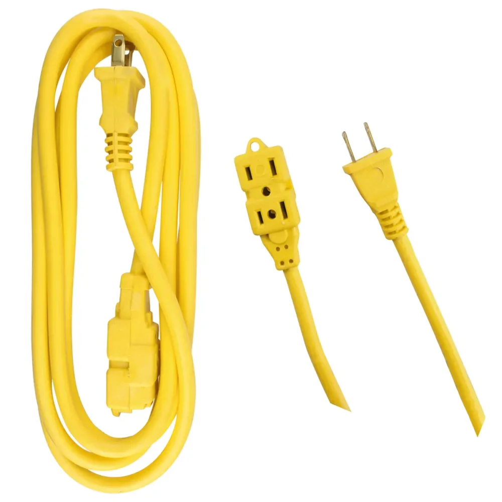 Extensión eléctrica uso rudo polarizada color amarillo, 2 m