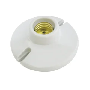 Portalámpara redonda de porcelana para techo 3", color blanco