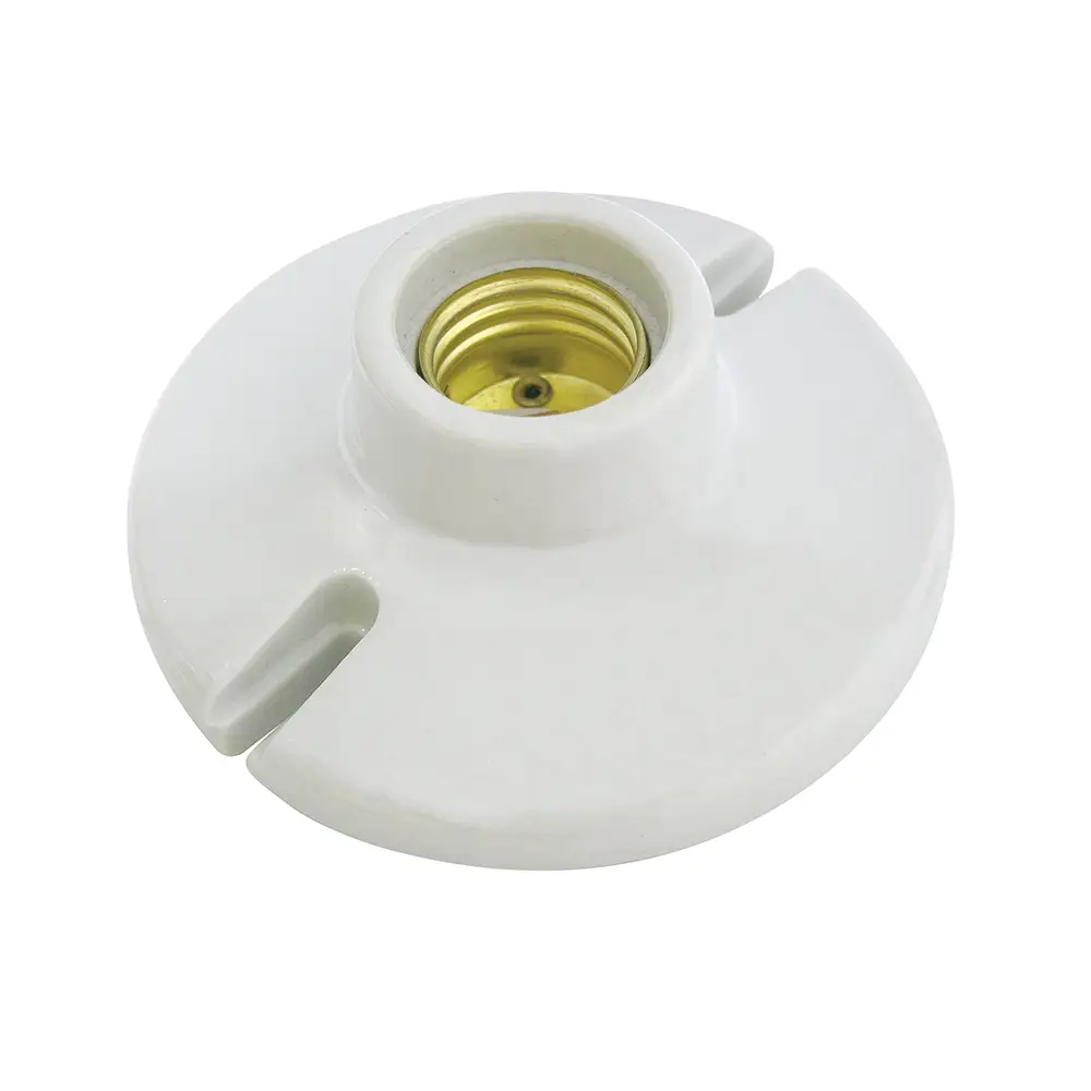 Portalámpara redonda de porcelana para techo 4", color blanco