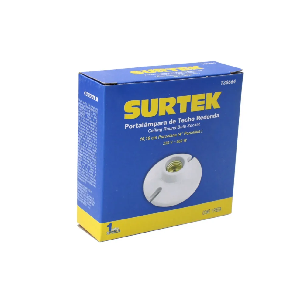 Portalámpara redonda de porcelana para techo 4", color blanco - Imagen 2