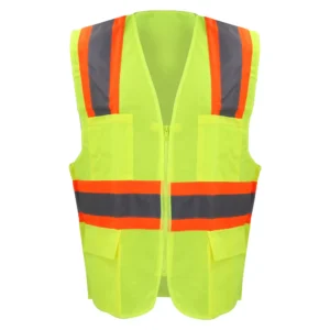 Chaleco de seguridad de alta visibilidad con cierre y 6 bolsas amarillo unitalla