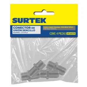 Cople para cable coaxial RG6 tipo barril, 4 piezas