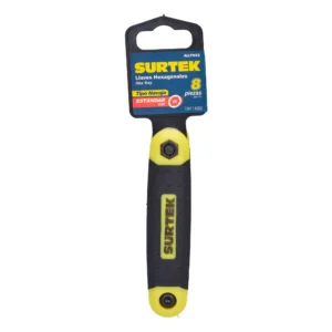 Juego de llaves hexagonales tipo navaja en pulgadas estuche bimaterial, 8 pz