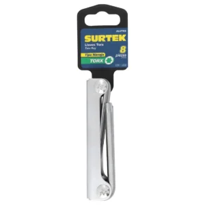 Juego de llaves torx tipo navaja estuche metálico, 8 piezas en blíster