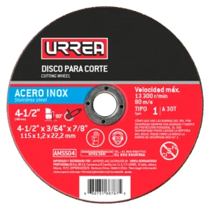 Disco abrasivo tipo 1 para acero inoxidable, 4-1/2" x 1/16"