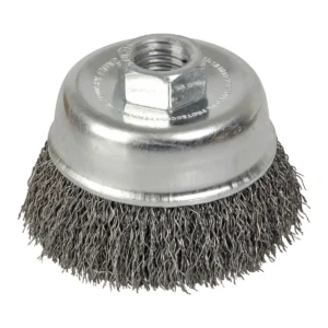 Carda copa ondulada alambre delgado 5" x 0.35 mm con rosca 5/8"