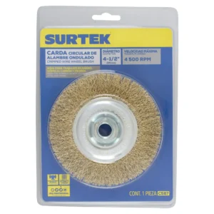 Carda circular ondulada alambre delgado 4-1/2" x 0.30 mm con rosca 5/8"