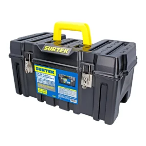 Caja portaherramientas plástica con broches metálicos color negro 21" x 10" x 10"