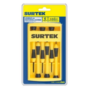 Juego de destornilladores de precisión para joyero combinados, 6 piezas en caja plástica