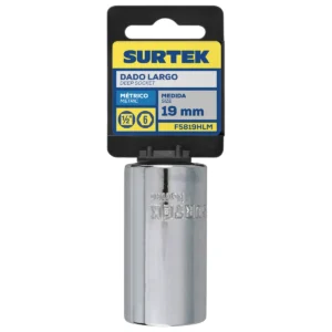 Dado largo cuadro de 1/2", 6 puntas, métrico, 19 mm