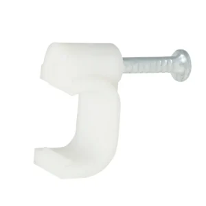 Grapa para cable dúplex 8 mm, color blanco, 20 piezas