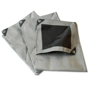 Lona de polietileno reforzada color gris, 3 x 3 m