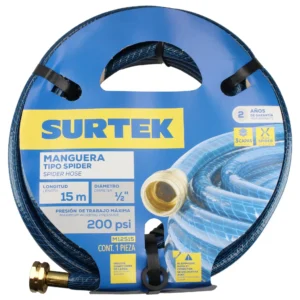 Manguera para jardín tejido spider con conector metálico 1/2", 15 m