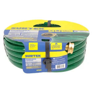 Manguera para jardín tramada verde con conector metálico 1/2", 10 m