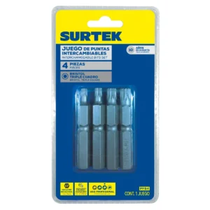 Juego de puntas bristol hexágono de 1/4", 4 piezas