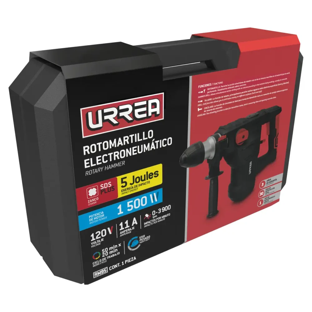 Rotomartillo electroneumáticoSDS Plus 1320 W, 120 V, 5J, 0-800 RPM - Imagen 2