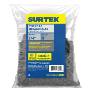 Tuerca hexagonal grado 5, 1/4", 250 piezas