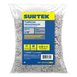 Tuerca hexagonal tipo sakamura 1/8", 1000 piezas