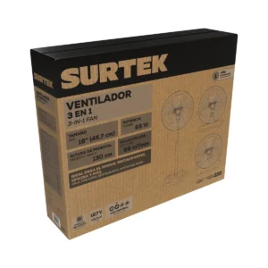 Ventilador 3 en 1, 3 velocidades, 18"