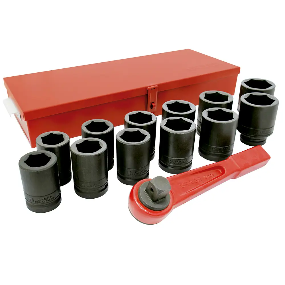 Juego de dados largos y accesorios de impacto cuadro de 1", en pulgadas, 14 piezas