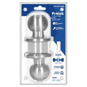 Pomo cilíndrico bola función entrada, acero inoxidable, llave estándar, blíster