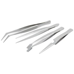 Juego de pinzas de precisión tipo tweezer, 4 piezas