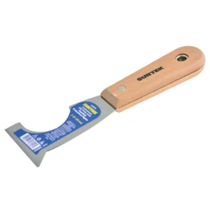 Espátula rígida de acero de alto carbón con raspador con mango de madera 2-1/2", 5 en 1