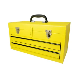 Caja portaherramientas metálica color amarillo con 2 gavetas 18" x 9" x 11"