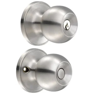 Pomo tubular bola función entrada, acero inoxidable, llave estándar, blíster