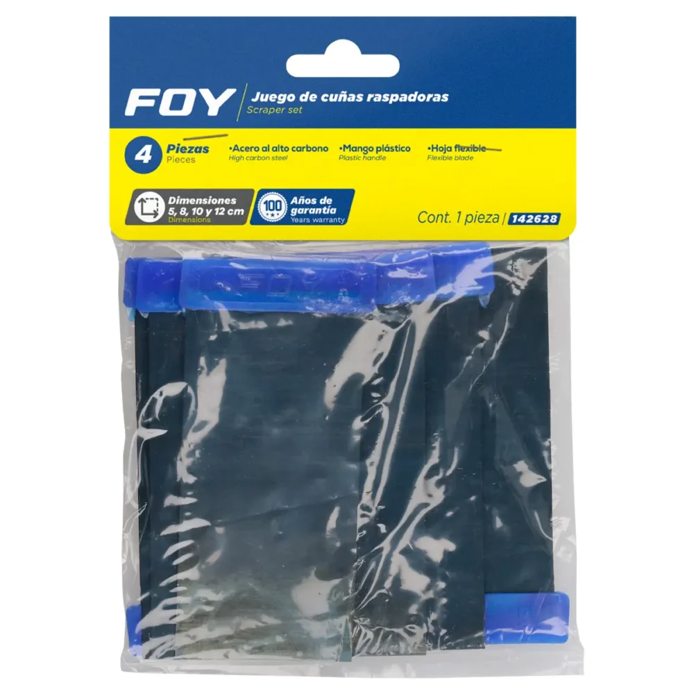Juego de cuñas para raspar con mango plástico, 4 piezas
