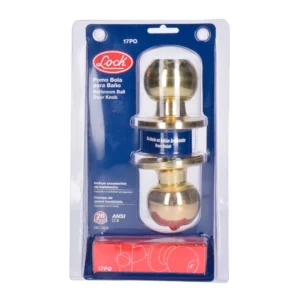 Pomo tubular bola función baño, latón brillante, blíster