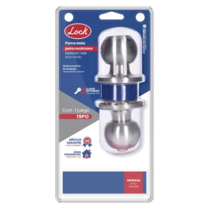 Pomo tubular copa recta función recámara, acero inoxidable, llave estándar, blíster