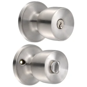 Pomo tubular copa recta función baño acero inoxidable, latón antiguo, llave estándar, blís