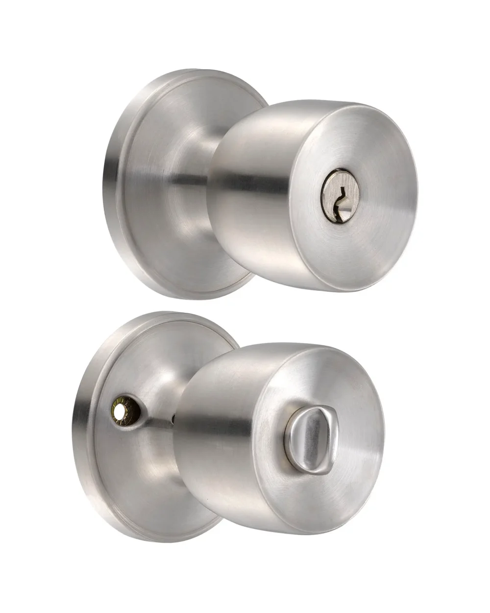 Pomo tubular copa recta función baño acero inoxidable, latón antiguo, llave estándar, blís