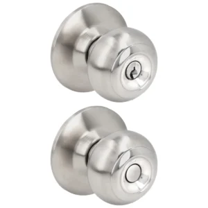 Pomo cilíndrico ovalado función entrada, acero inoxidable, llave estándar, blíster