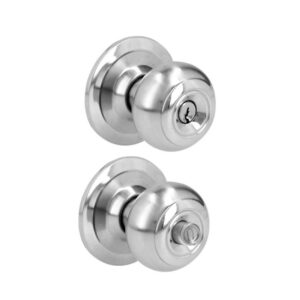 Pomo cilíndrico ovalado función baño, acero inoxidable, llave estándar, blíster