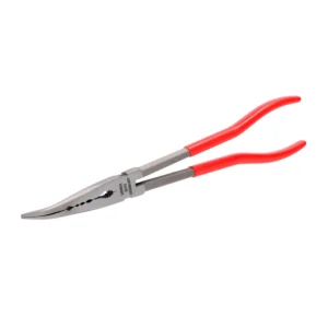 Pinza extra larga para electricista con mango rubber grip punta fina curva a 45° de 9-5/8"