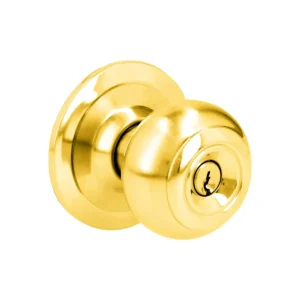 Pomo cilíndrico ovalado función entrada, latón brillante, llave estándar, blíster