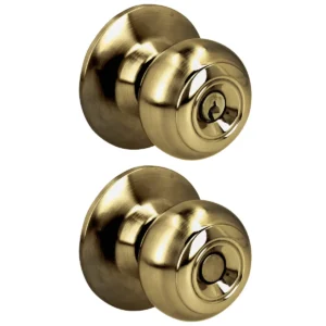 Pomo cilíndrico ovalado función entrada, latón antiguo, llave estándar, blíster