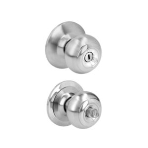 Pomo cilíndrico ovalado para constructora función baño, acero inoxidable, llave std, caja