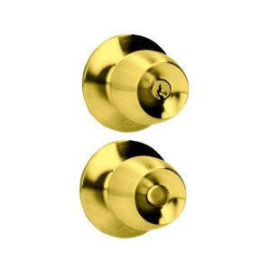 Pomo cilíndrico media copa función entrada, latón brillante, llave estándar, blíster