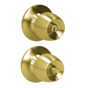 Pomo cilíndrico media copa función recámara, latón brillante, llave estándar, blíster