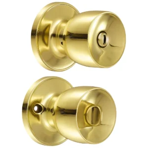 Pomo cilíndrico media copa función baño, latón brillante, llave estándar, blíster