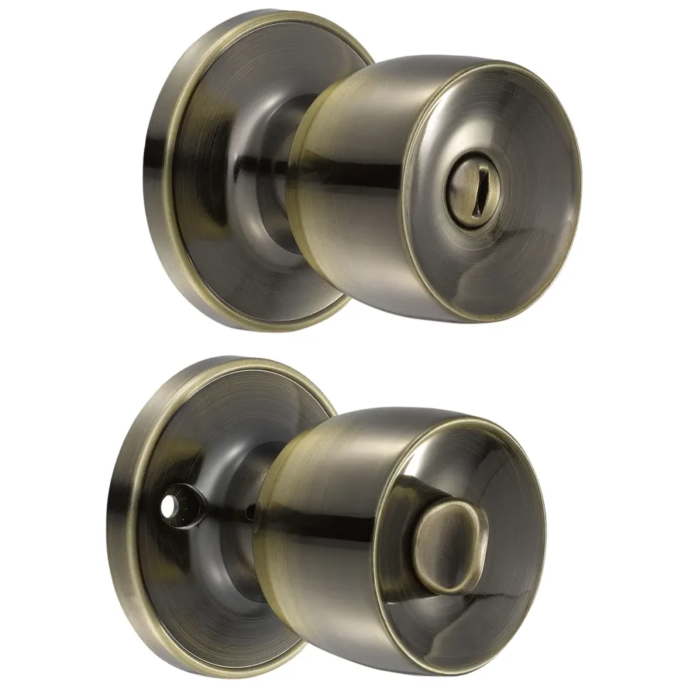 Pomo cilíndrico media copa función baño, latón antiguo, llave estándar, blíster