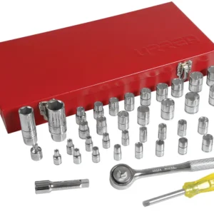 Juego de dados y accesorios cuadro de 1/4" y 3/8" combinado, 41 piezas