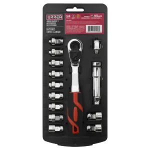 Juego de dados y accesorios cuadro de 1/4" Go-Through combinado, 14 piezas