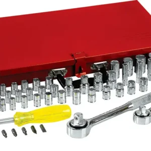 Juego de dados y accesorios cuadro de 1/4", 3/8" y 1/2" combinado, 76 piezas